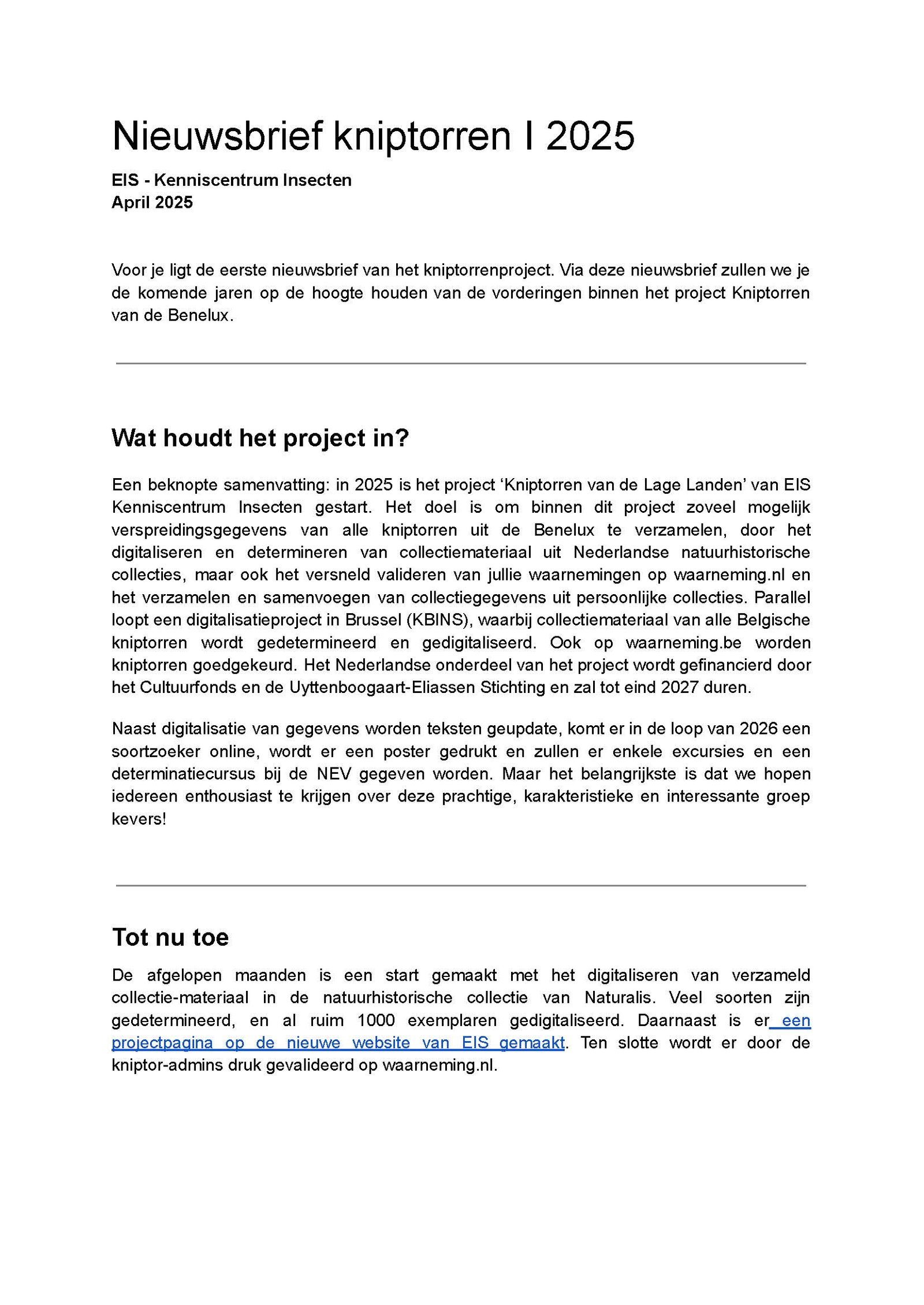 Kniptornieuwsbrief 1 2025 cover